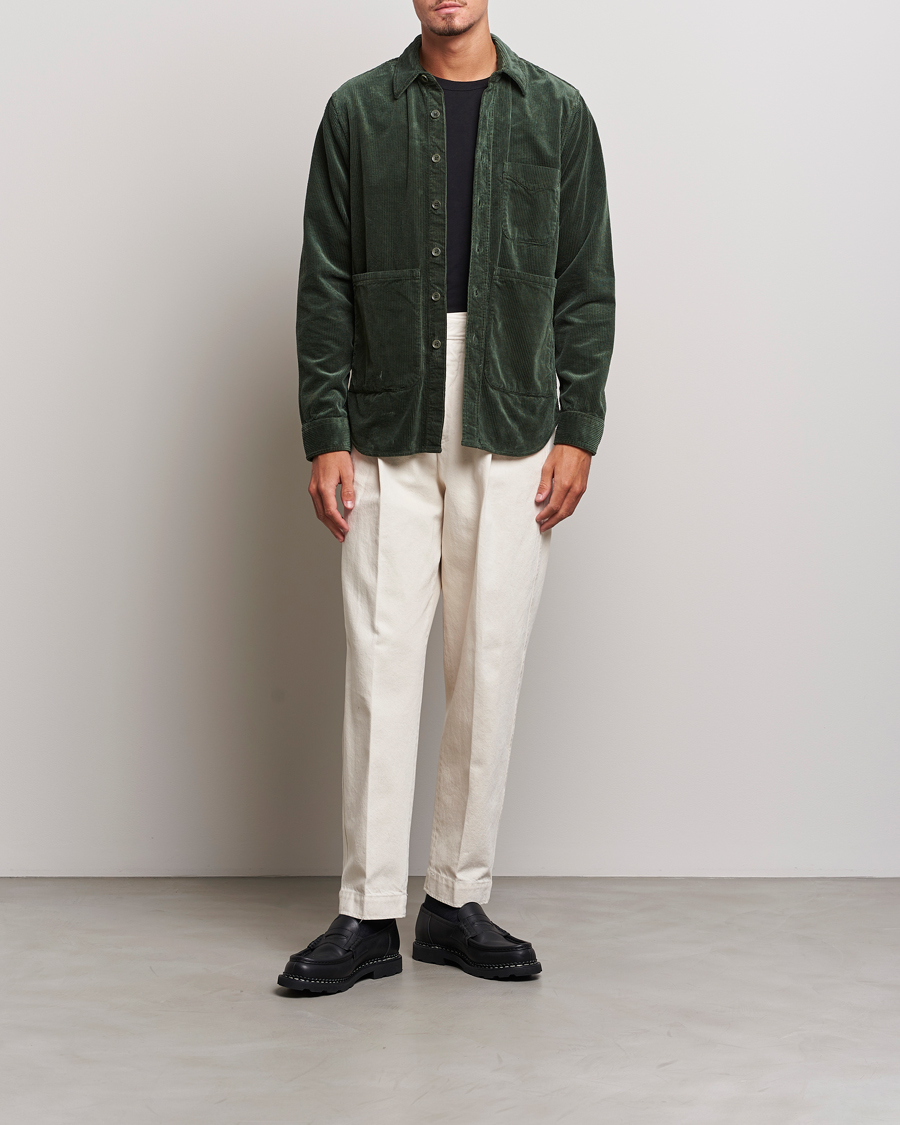 Hombres | Camisas | Aspesi | Corduroy Utility Shirt Dark Military