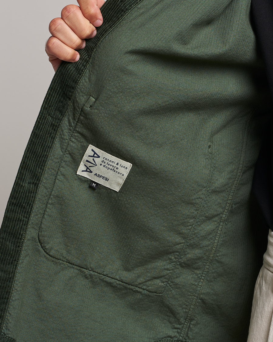 Hombres | Camisas | Aspesi | Corduroy Utility Shirt Dark Military