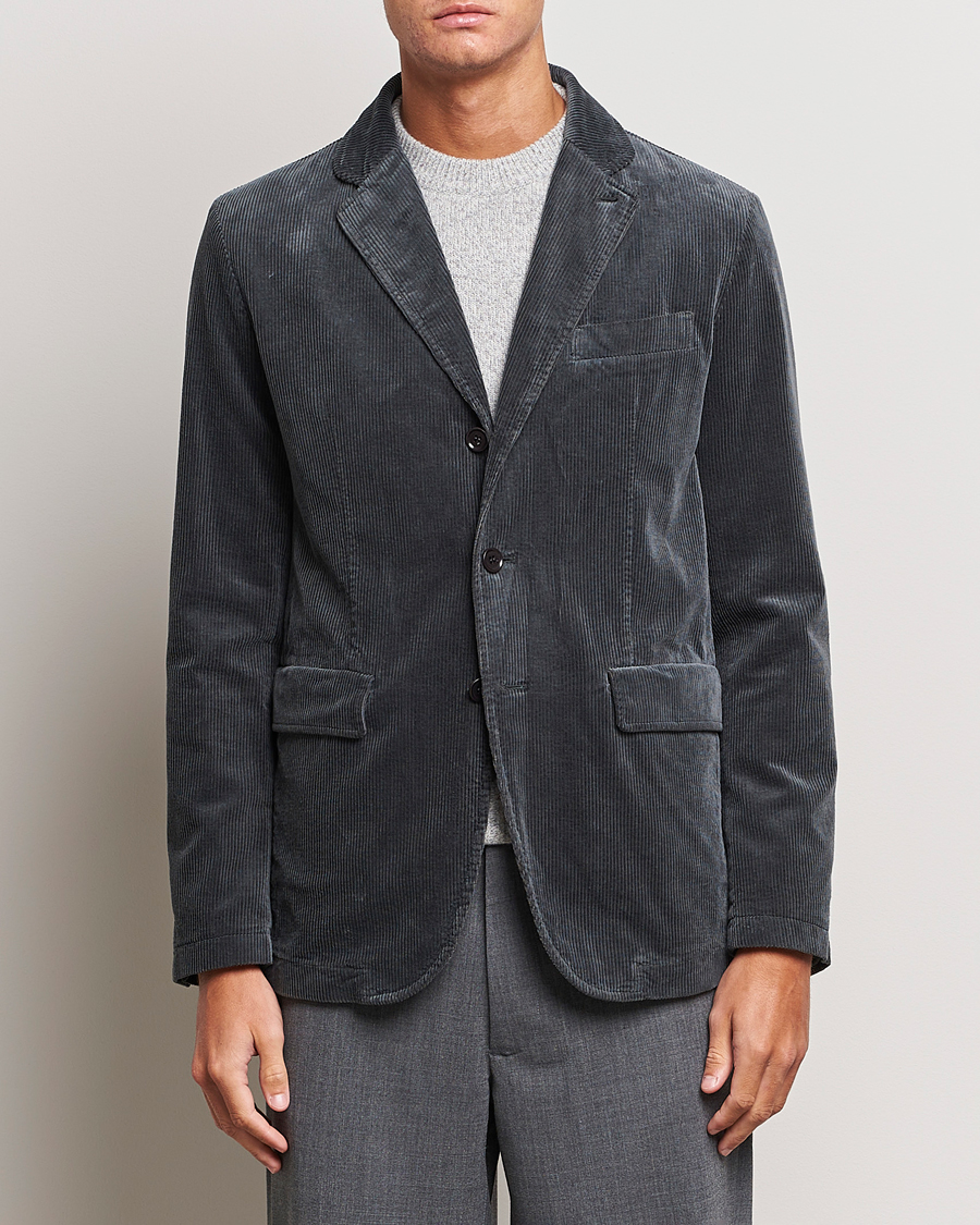 Hombres | Blazers | Aspesi | Corduroy Blazer Charcoal