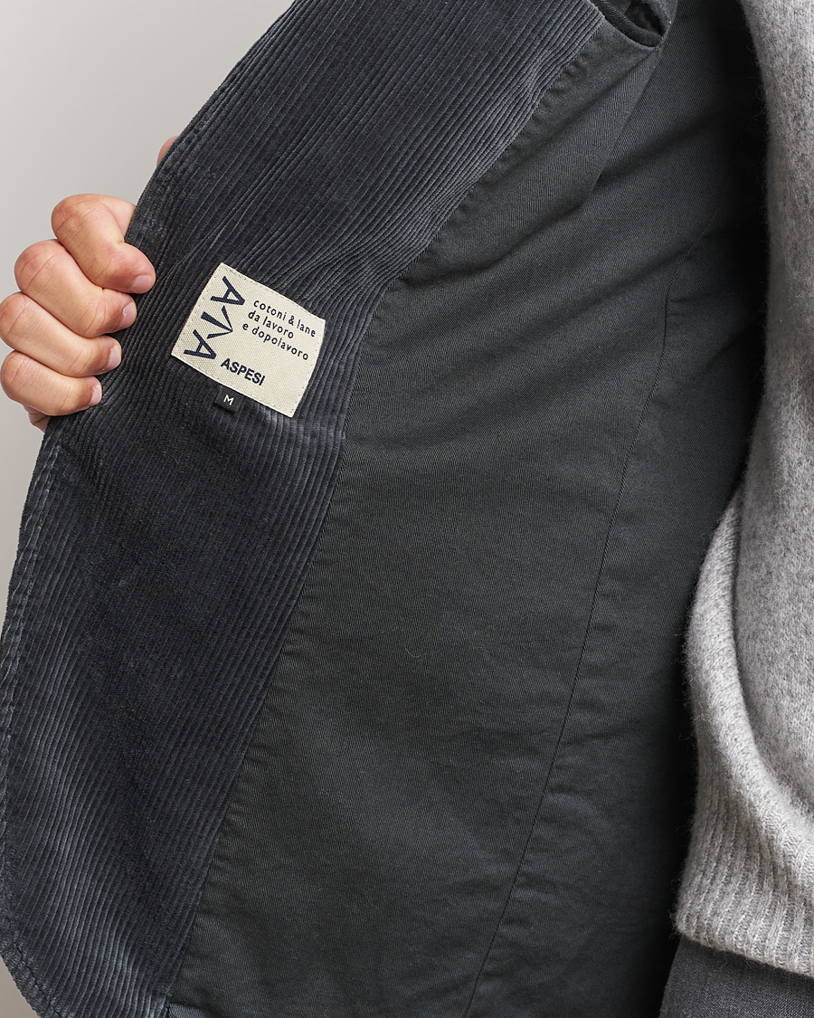 Hombres | Blazers | Aspesi | Corduroy Blazer Charcoal