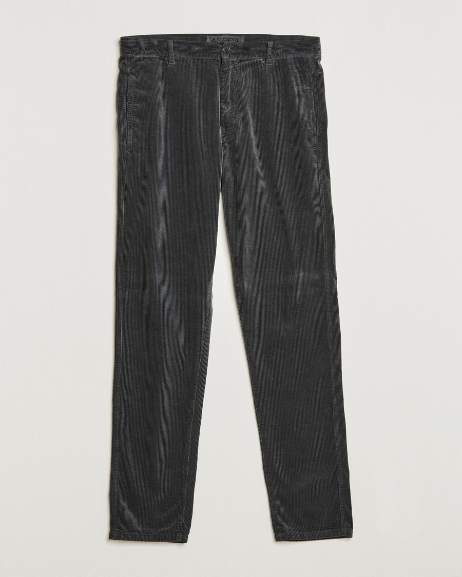Hombres | Pantalones | Aspesi | Drawstring Corduroy Trousers Charcoal