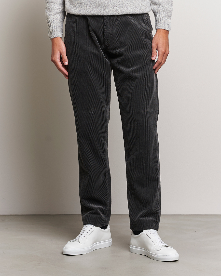 Hombres | Pantalones | Aspesi | Drawstring Corduroy Trousers Charcoal