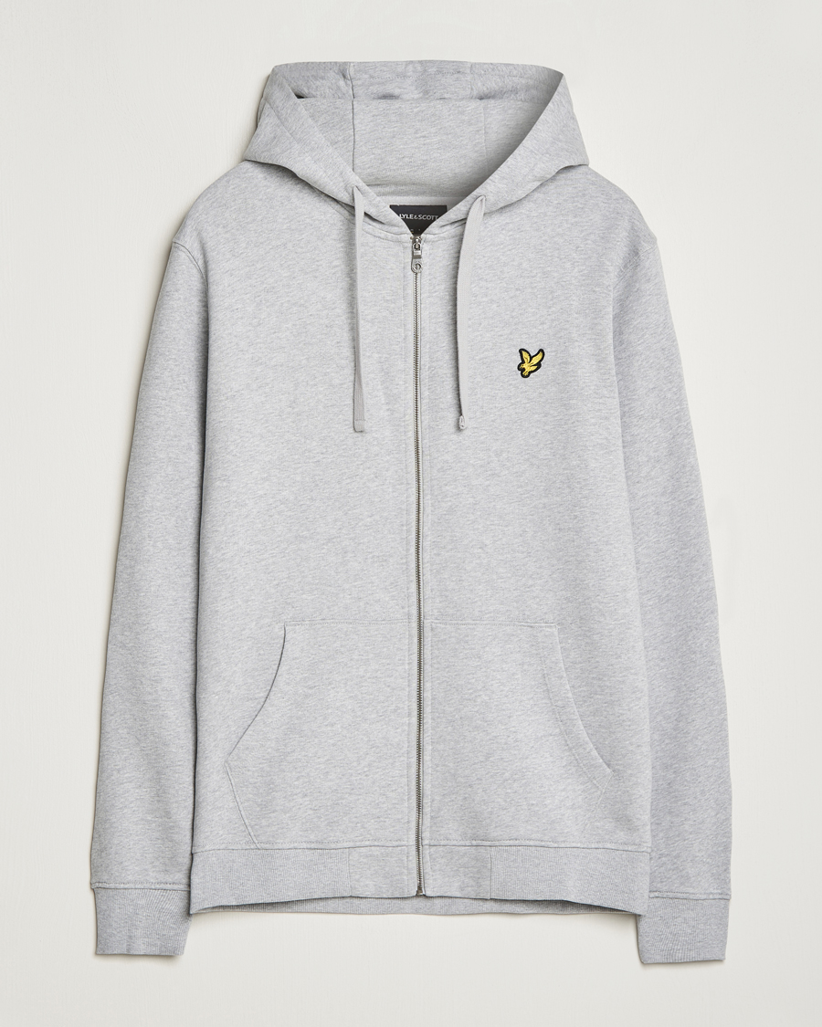 Hombres | Jerséis y prendas de punto | Lyle & Scott | Full Zip Hoodie Light Grey