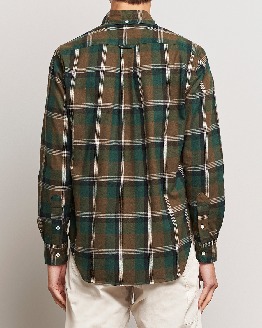 Hombres | Camisas | Gitman Vintage | Button Down Shaggy Flannel Shirt Olive Check