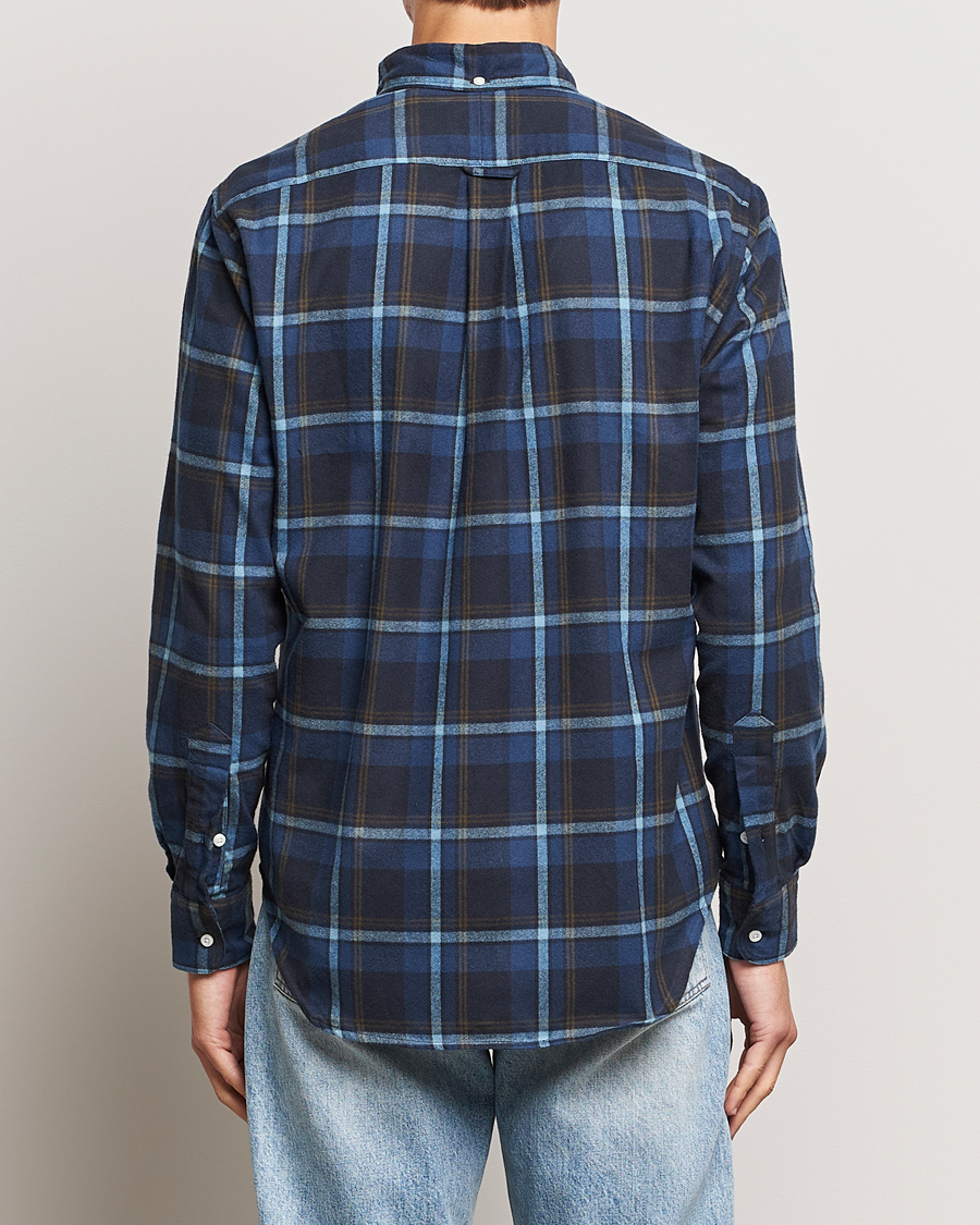 Hombres | Camisas | Gitman Vintage | Button Down Shaggy Flannel Shirt Navy Check