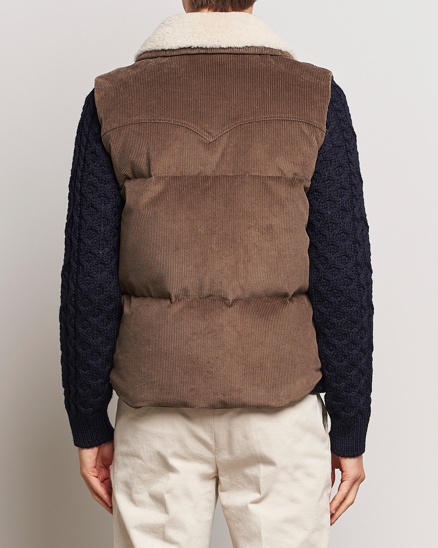 Hombres | Abrigos y chaquetas | Valstar | Corduroy Shearling Collar Down Vest Brown