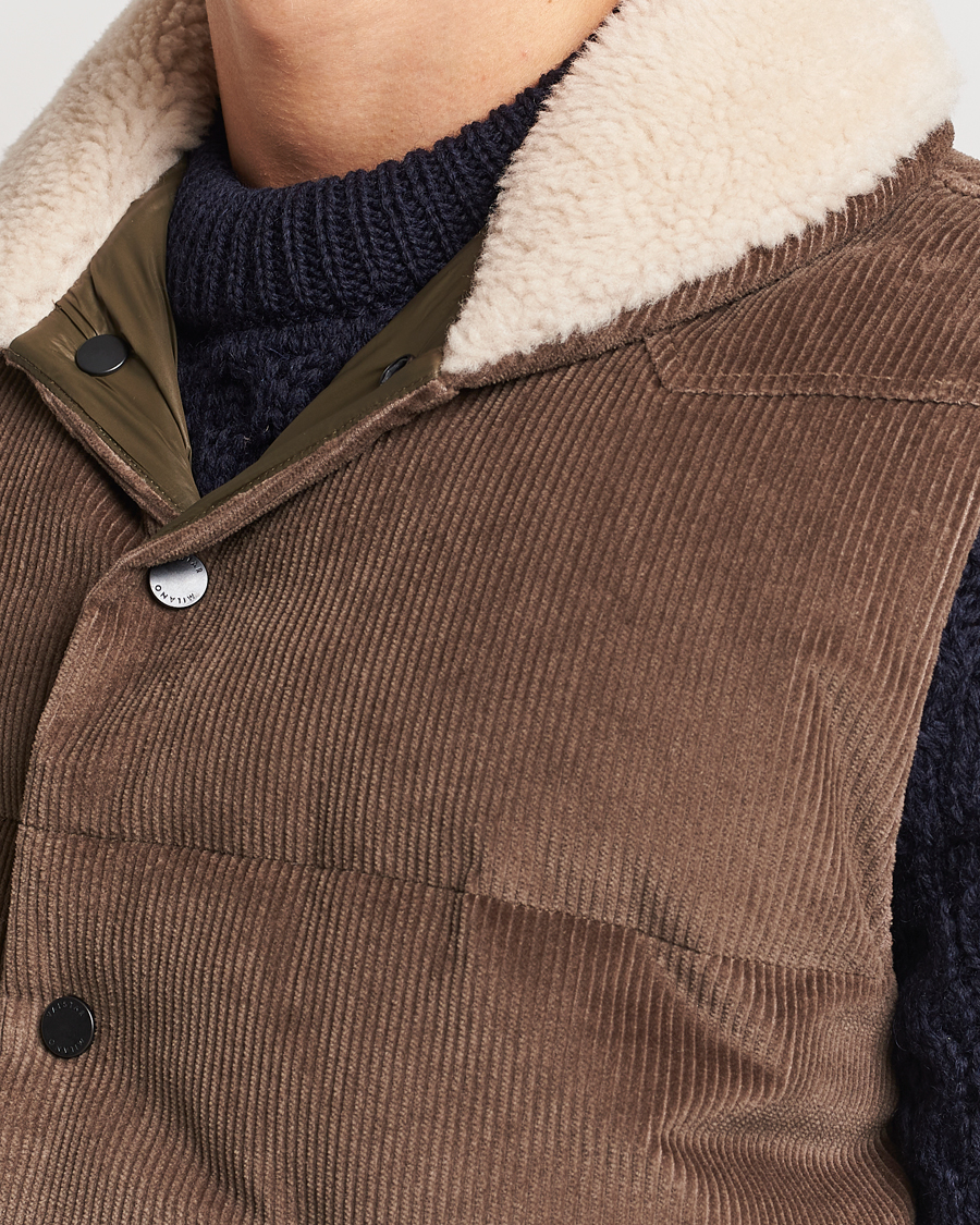 Hombres | Abrigos y chaquetas | Valstar | Corduroy Shearling Collar Down Vest Brown