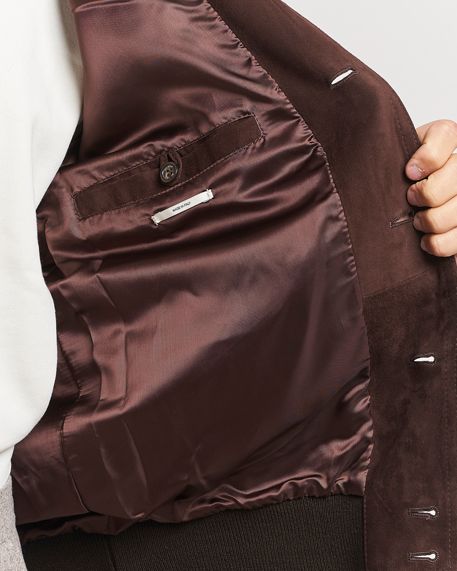 Hombres | Abrigos y chaquetas | Valstar | Valstarino Suede Jacket Dark Brown