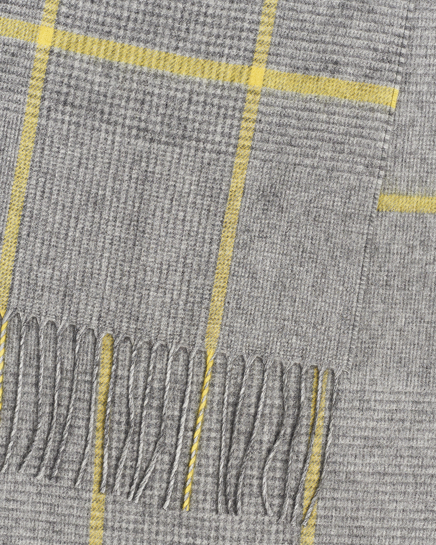 Hombres | Piacenza Cashmere Cashmere/Silk Glencheck Scarf Grey/Yellow | Piacenza Cashmere | Cashmere/Silk Glencheck Scarf Grey/Yellow