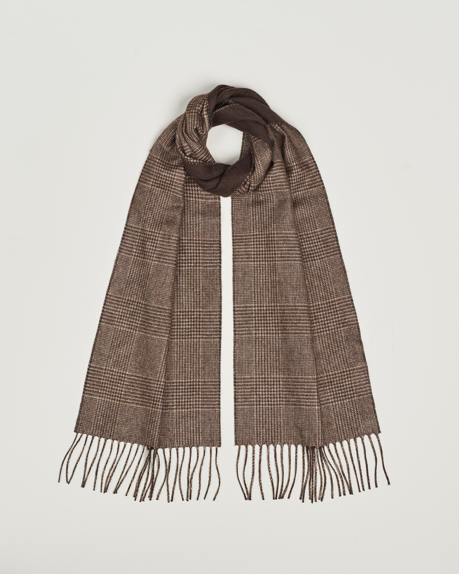 Hombres | Piacenza Cashmere Cashmere/Silk Glencheck Scarf Brown | Piacenza Cashmere | Cashmere/Silk Glencheck Scarf Brown
