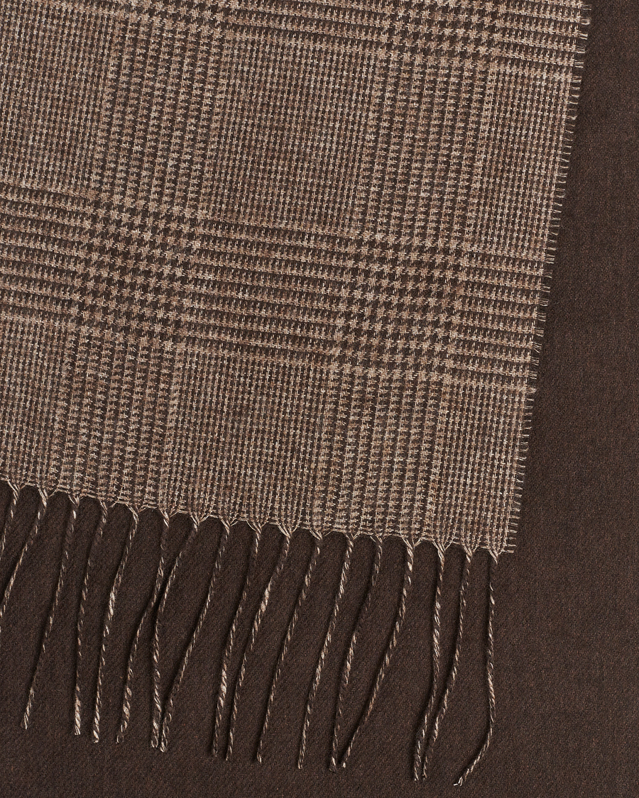 Hombres | Piacenza Cashmere Cashmere/Silk Glencheck Scarf Brown | Piacenza Cashmere | Cashmere/Silk Glencheck Scarf Brown