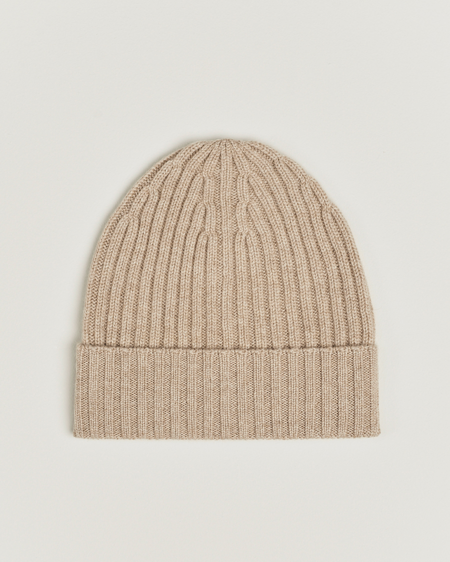 Hombres | Piacenza Cashmere Ribbed Cashmere Beanie Light Beige | Piacenza Cashmere | Ribbed Cashmere Beanie Light Beige