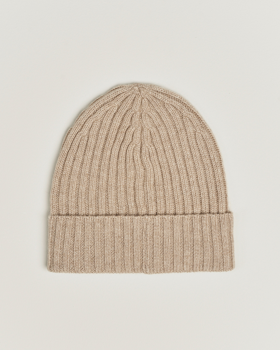 Hombres | Piacenza Cashmere Ribbed Cashmere Beanie Light Beige | Piacenza Cashmere | Ribbed Cashmere Beanie Light Beige