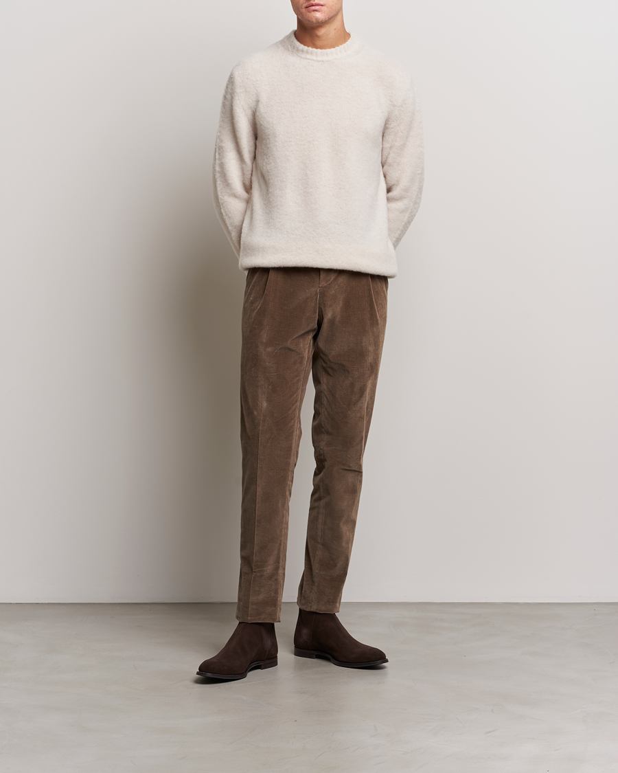 Hombres | Jerséis y prendas de punto | Piacenza Cashmere | Brushed Wool Crew Neck  Beige