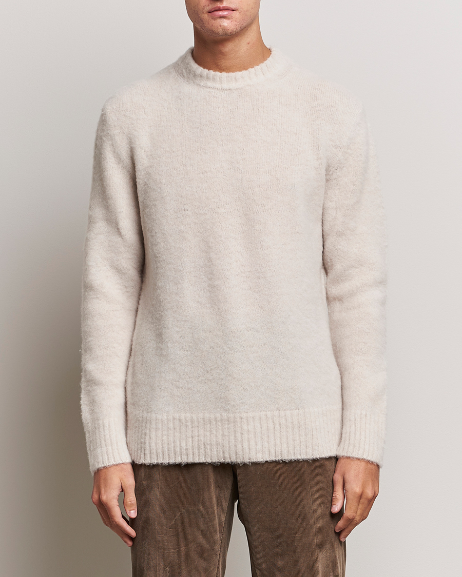 Hombres | Jerséis y prendas de punto | Piacenza Cashmere | Brushed Wool Crew Neck  Beige