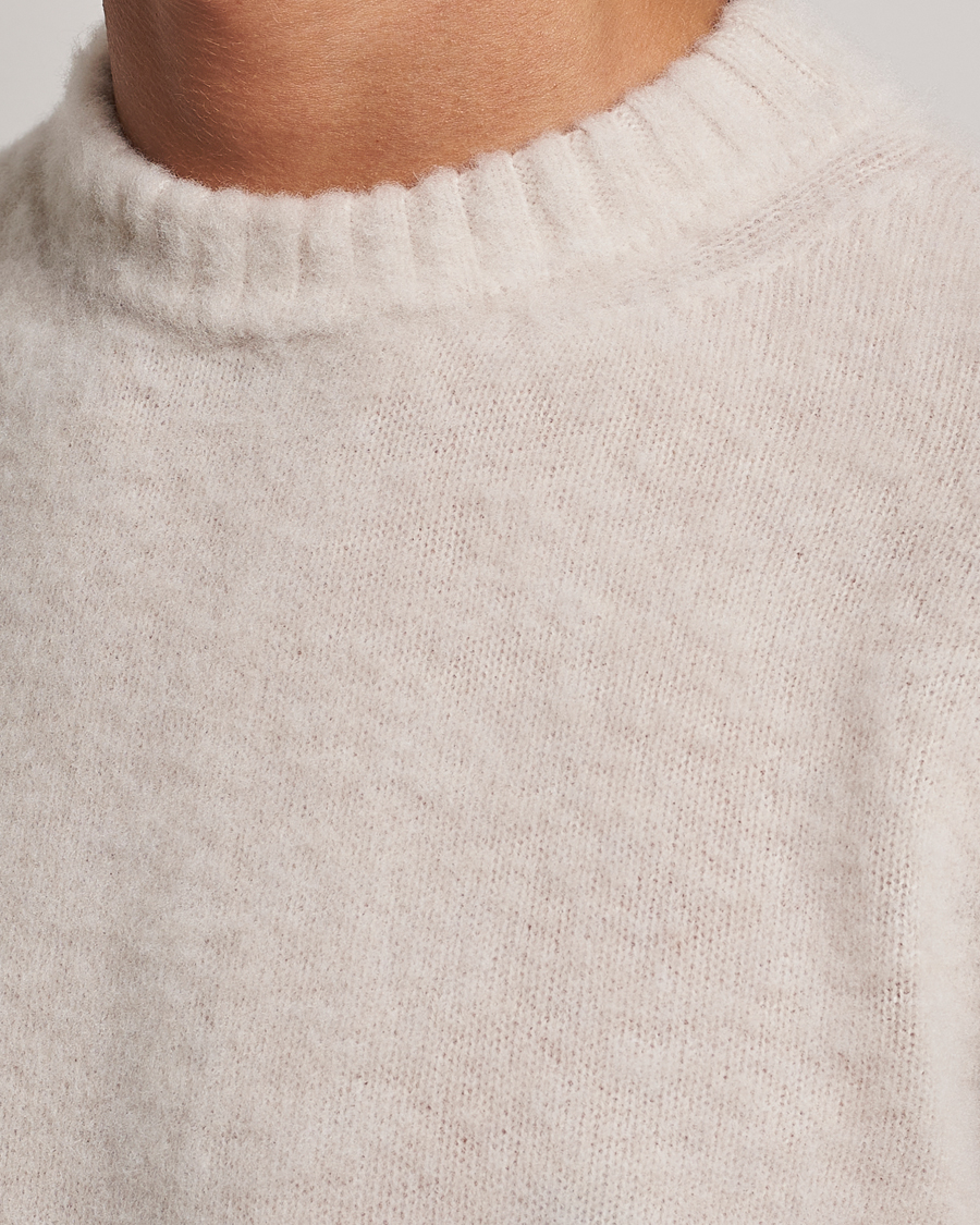 Hombres | Jerséis y prendas de punto | Piacenza Cashmere | Brushed Wool Crew Neck  Beige