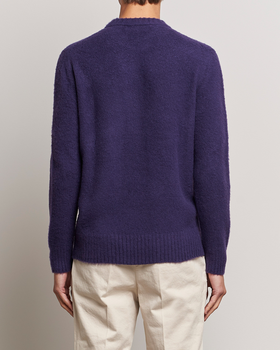 Hombres | Jerséis y prendas de punto | Piacenza Cashmere | Brushed Wool Crew Neck Dark Purple