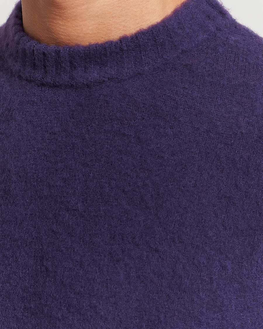 Hombres | Jerséis y prendas de punto | Piacenza Cashmere | Brushed Wool Crew Neck Dark Purple