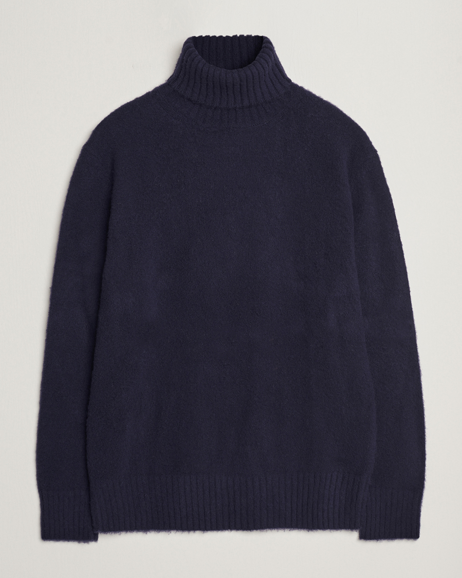 Hombres | Jerséis y prendas de punto | Piacenza Cashmere | Brushed Wool Rollneck Navy