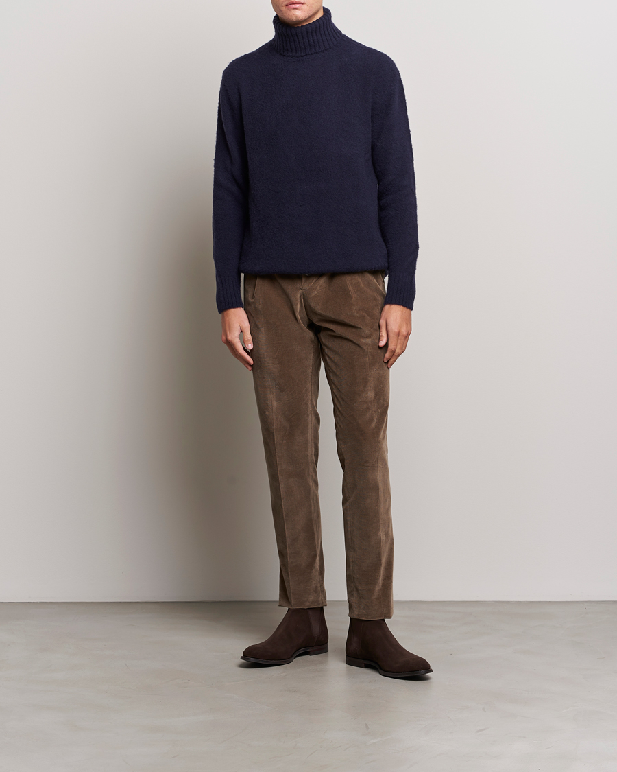 Hombres | Jerséis y prendas de punto | Piacenza Cashmere | Brushed Wool Rollneck Navy