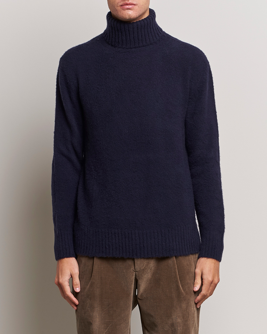 Hombres | Jerséis y prendas de punto | Piacenza Cashmere | Brushed Wool Rollneck Navy