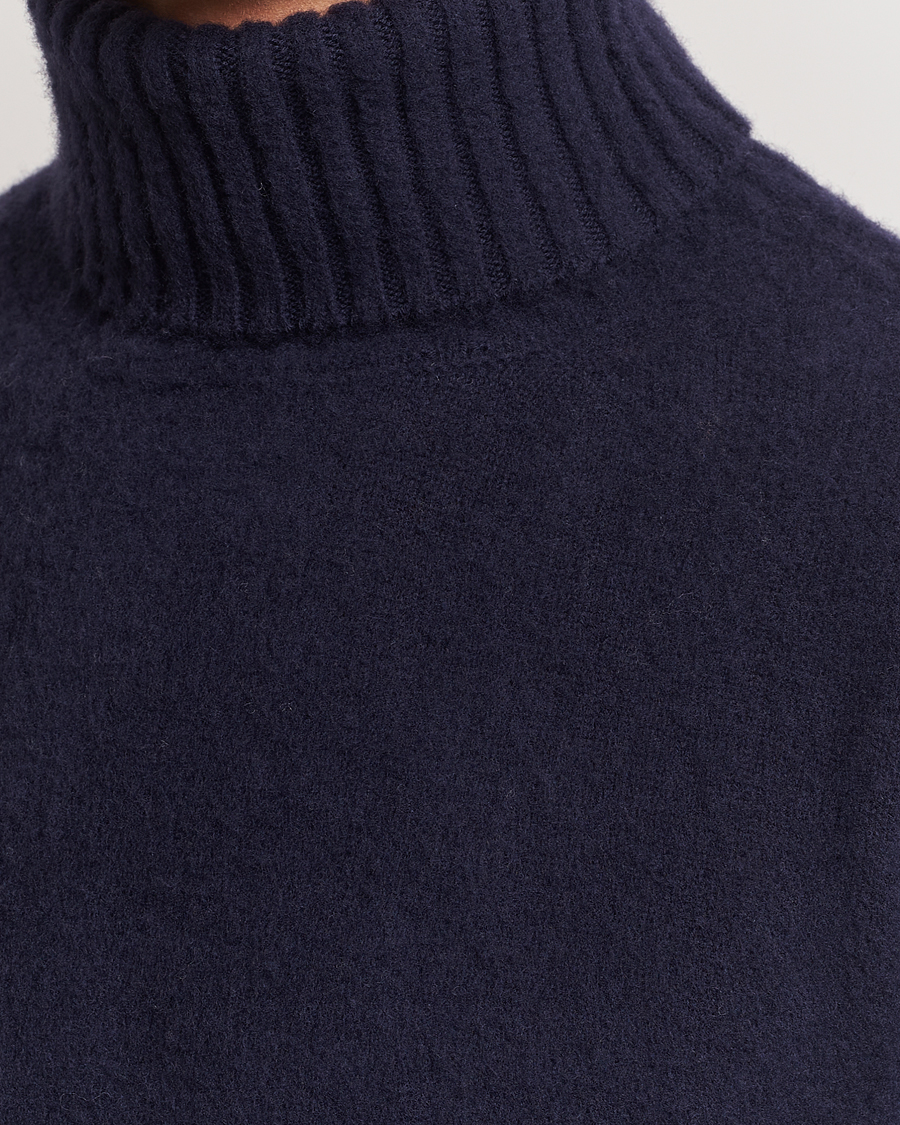 Hombres | Jerséis y prendas de punto | Piacenza Cashmere | Brushed Wool Rollneck Navy