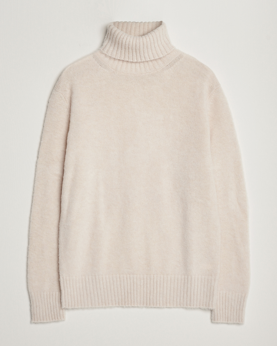 Hombres | Jerséis y prendas de punto | Piacenza Cashmere | Brushed Wool Rollneck Beige