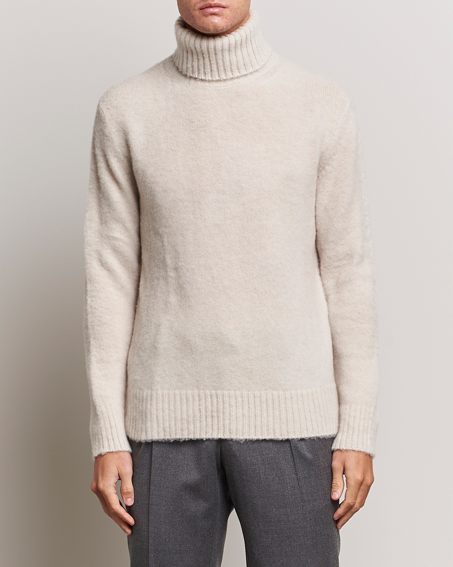 Hombres | Jerséis y prendas de punto | Piacenza Cashmere | Brushed Wool Rollneck Beige