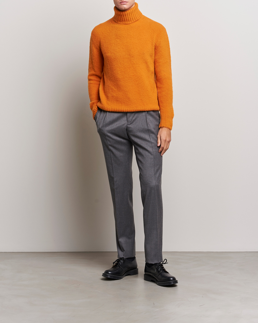 Hombres | Jerséis y prendas de punto | Piacenza Cashmere | Brushed Wool Rollneck Orange