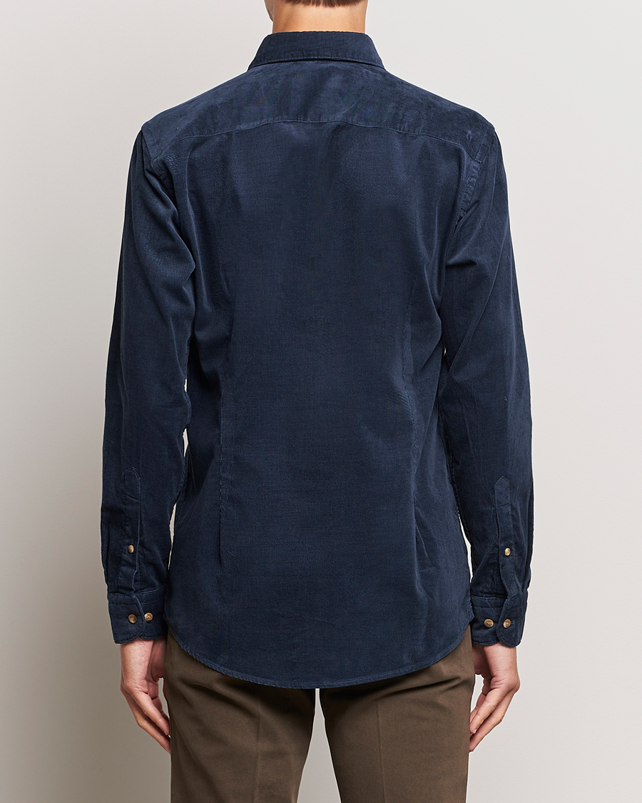 Hombres | Camisas | Eton | Slim Fit Fine Wale Corduroy Shirt Navy Blue