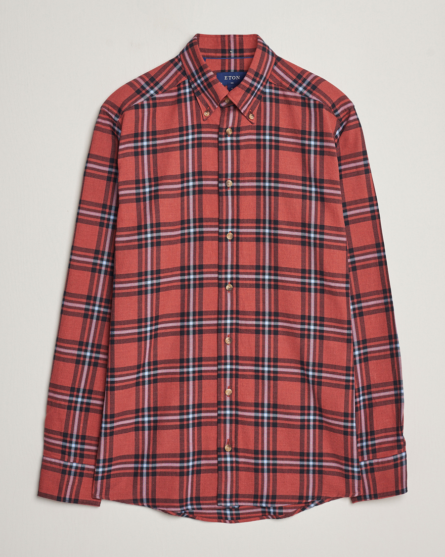 Hombres | Camisas | Eton | Regular Fit Checked Flannel Shirt Red/Navy