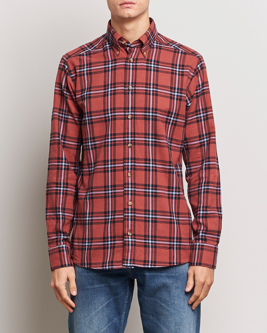 Hombres | Camisas | Eton | Regular Fit Checked Flannel Shirt Red/Navy