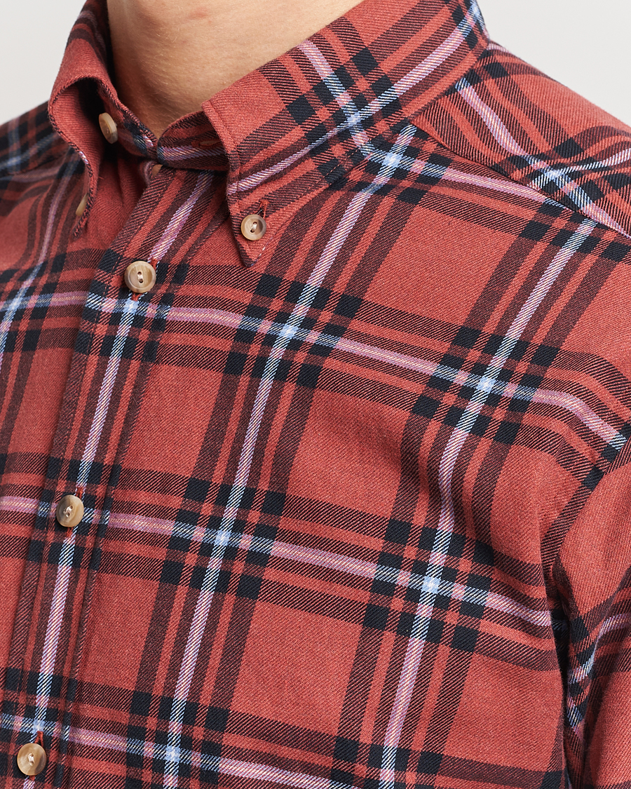 Hombres | Camisas | Eton | Regular Fit Checked Flannel Shirt Red/Navy