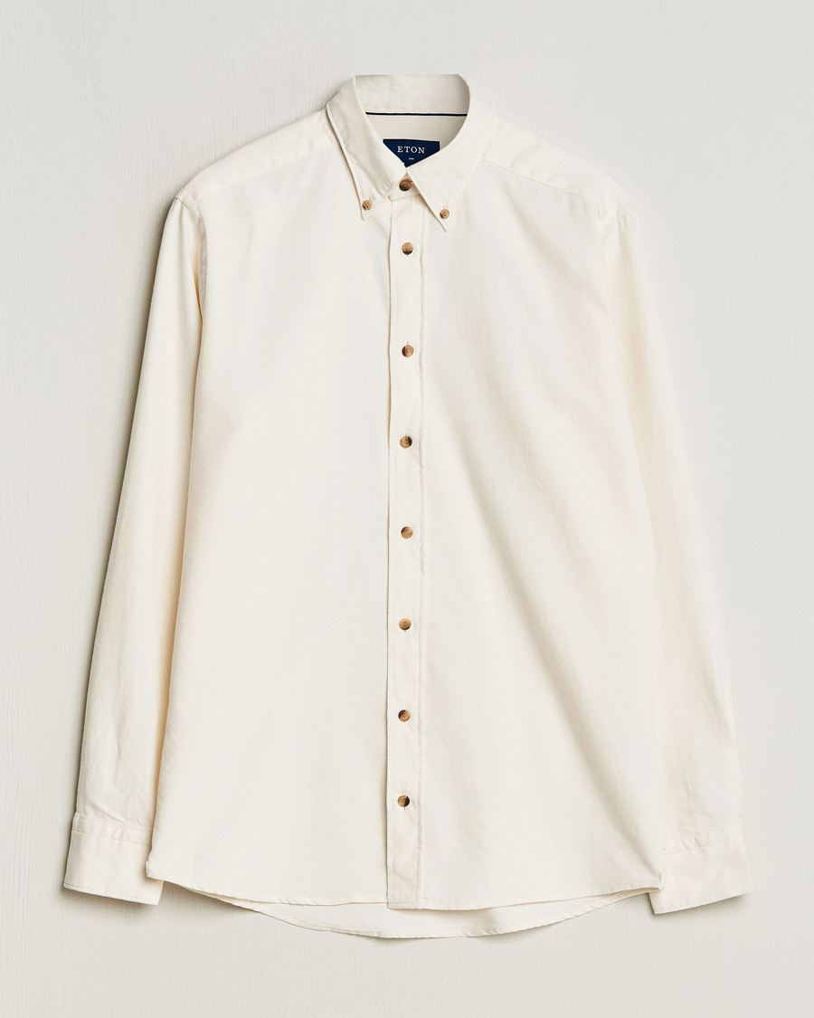 Hombres | Camisas | Eton | Slim Fit Twill Flannel Shirt Off White