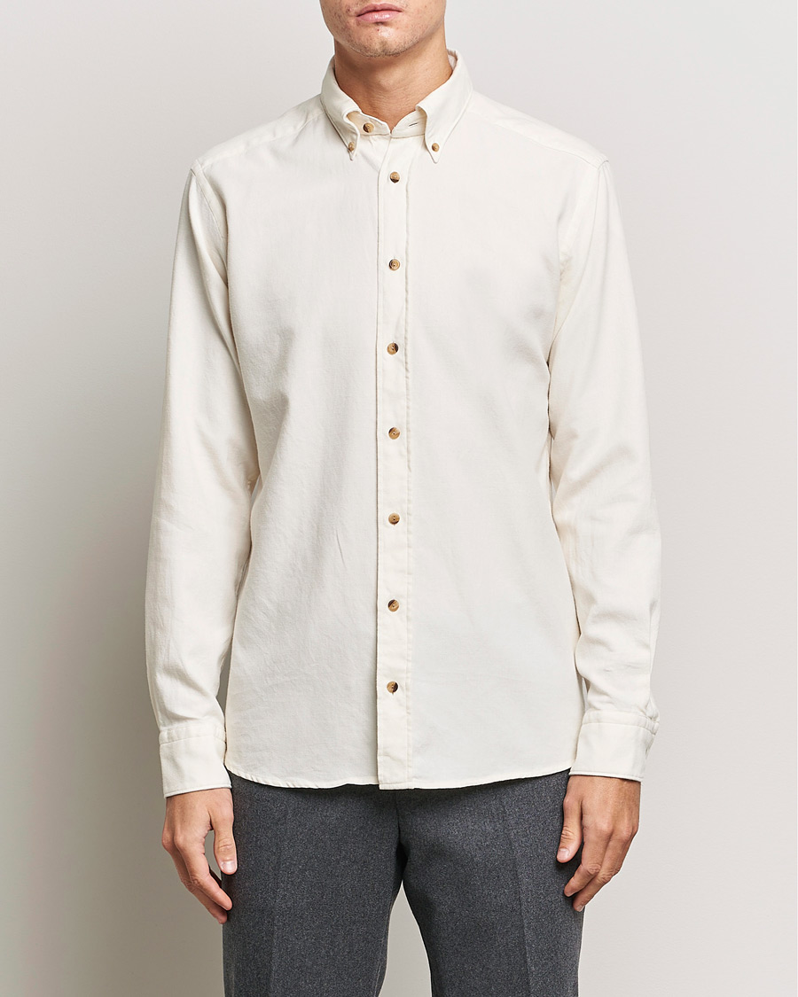 Hombres | Camisas | Eton | Slim Fit Twill Flannel Shirt Off White