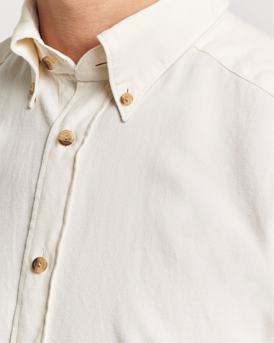 Hombres | Camisas | Eton | Slim Fit Twill Flannel Shirt Off White
