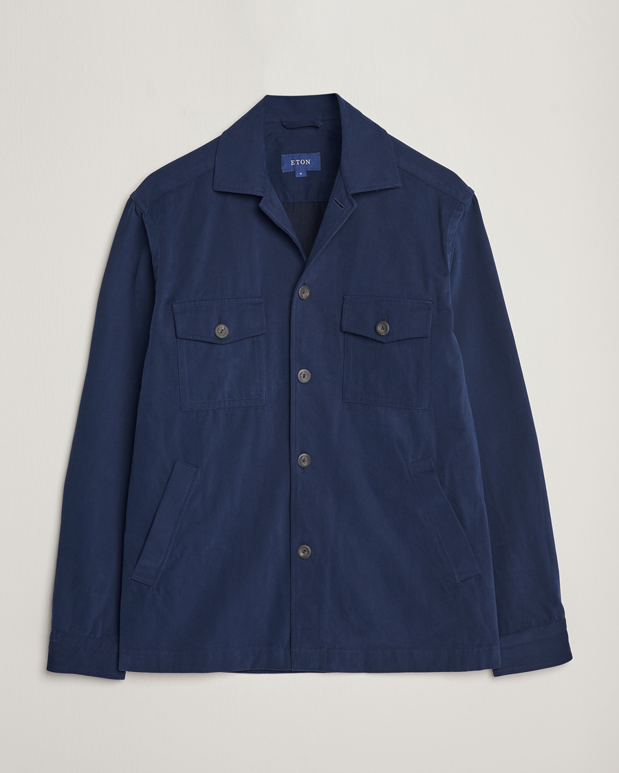 Hombres | Camisas | Eton | Twill Moleskin Overshirt Navy Blue