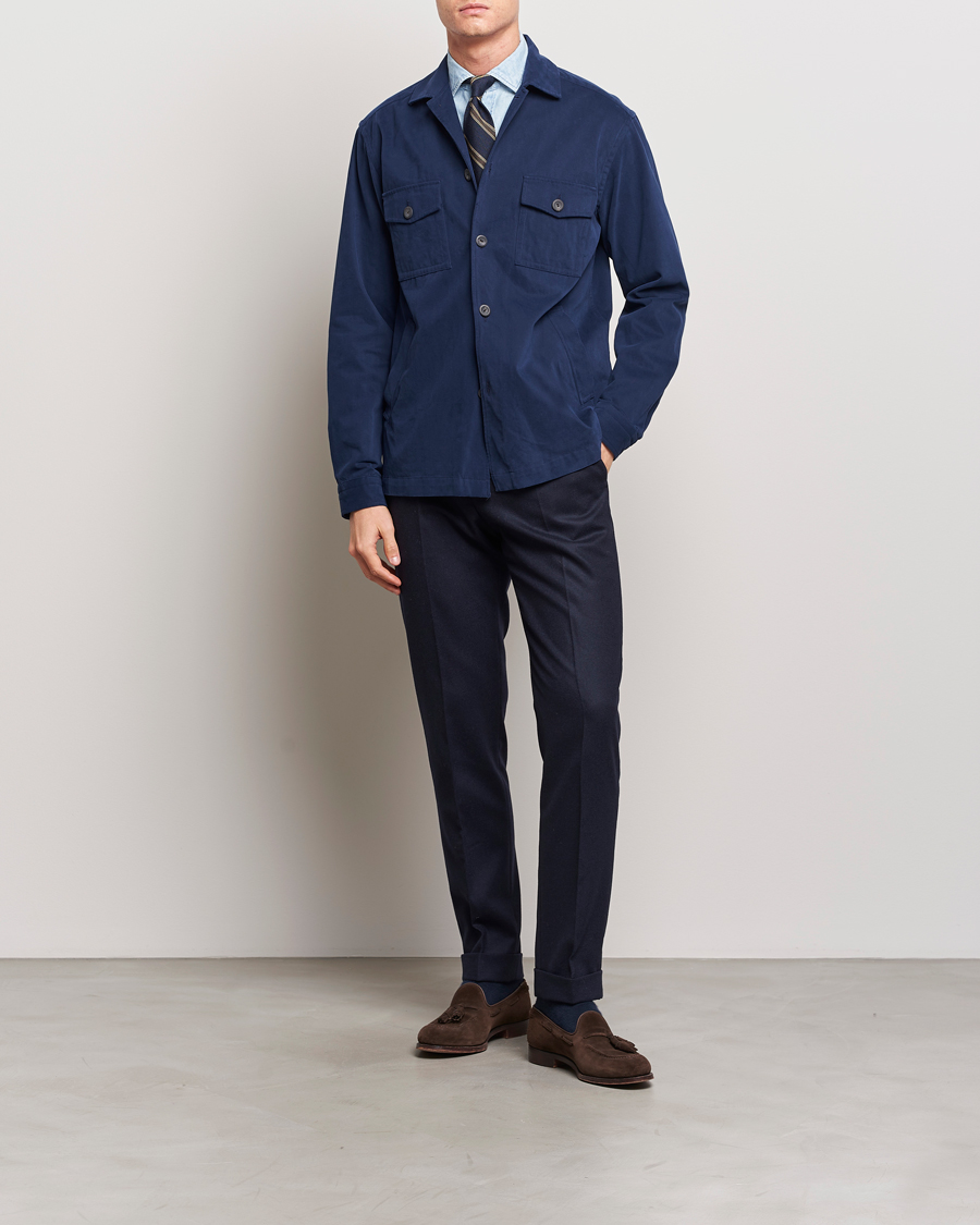 Hombres | Camisas | Eton | Twill Moleskin Overshirt Navy Blue
