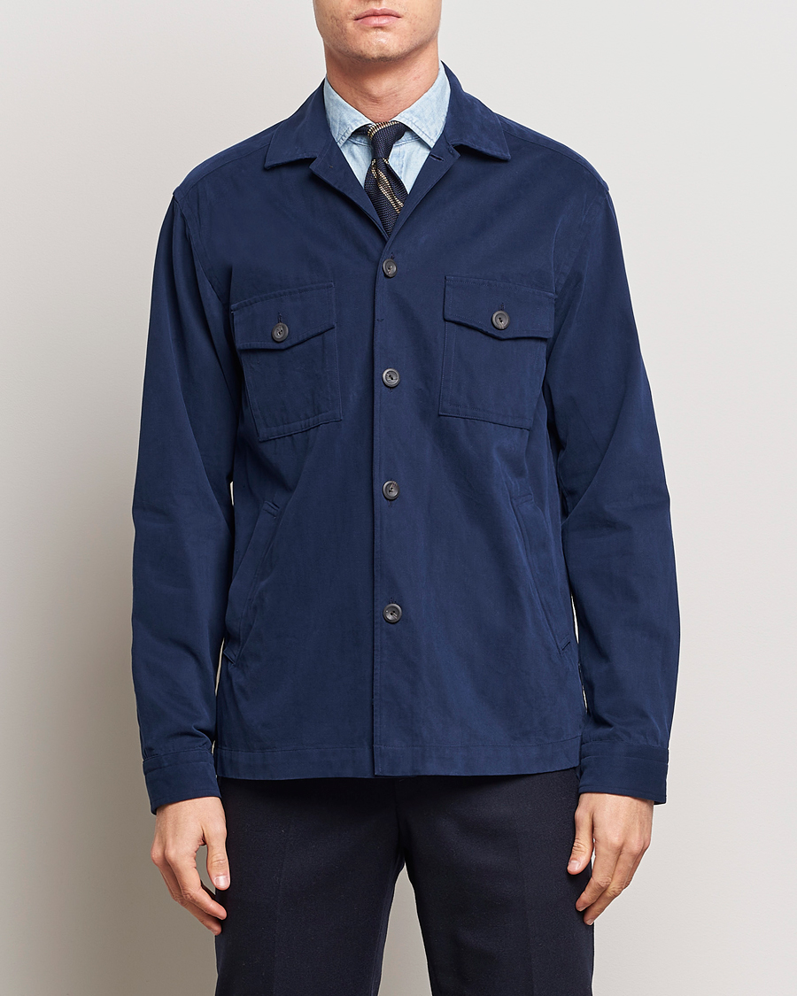 Hombres | Camisas | Eton | Twill Moleskin Overshirt Navy Blue