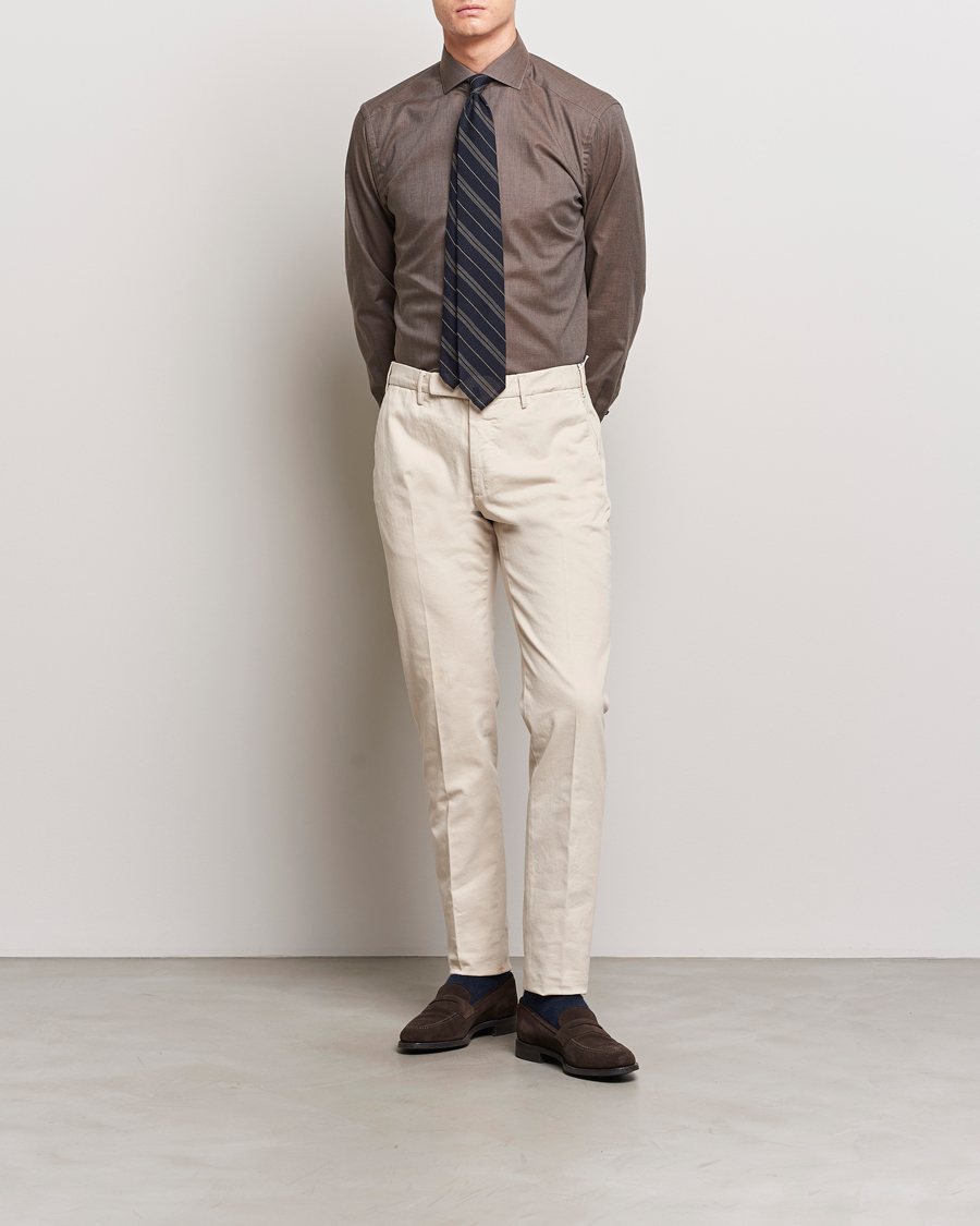 Hombres | Camisas | Eton | Slim Fit Wrinkle Free Flannel Shirt Dark Brown