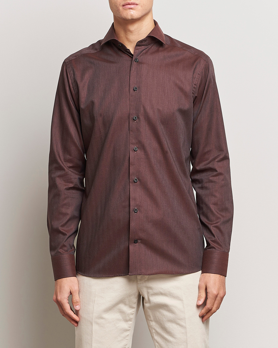 Hombres | Camisas | Eton | Slim Fit Wrinkle Free Flannel Shirt Burgundy