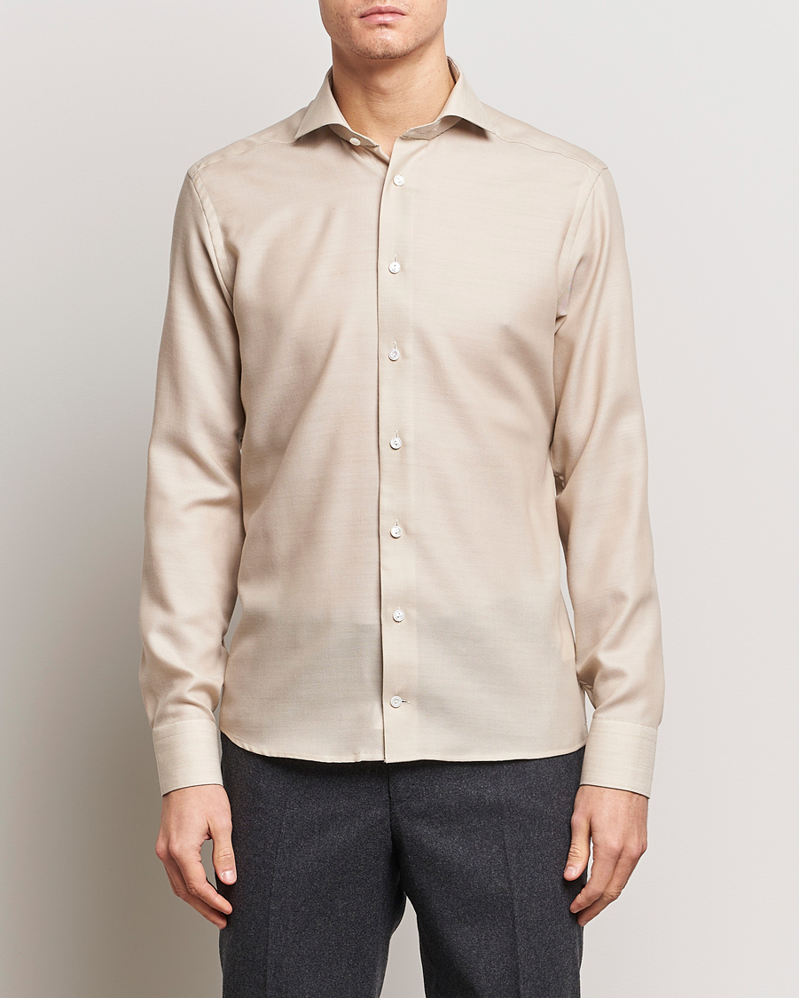 Hombres | Camisas | Eton | Slim Fit Merino Shirt Beige