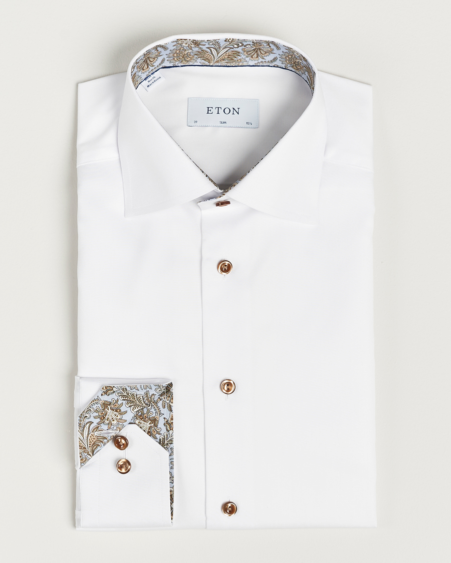 Hombres | Camisas | Eton | Slim Fit Signature Twill Contrast Shirt White