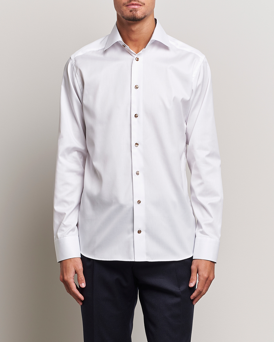 Hombres | Camisas | Eton | Slim Fit Signature Twill Contrast Shirt White