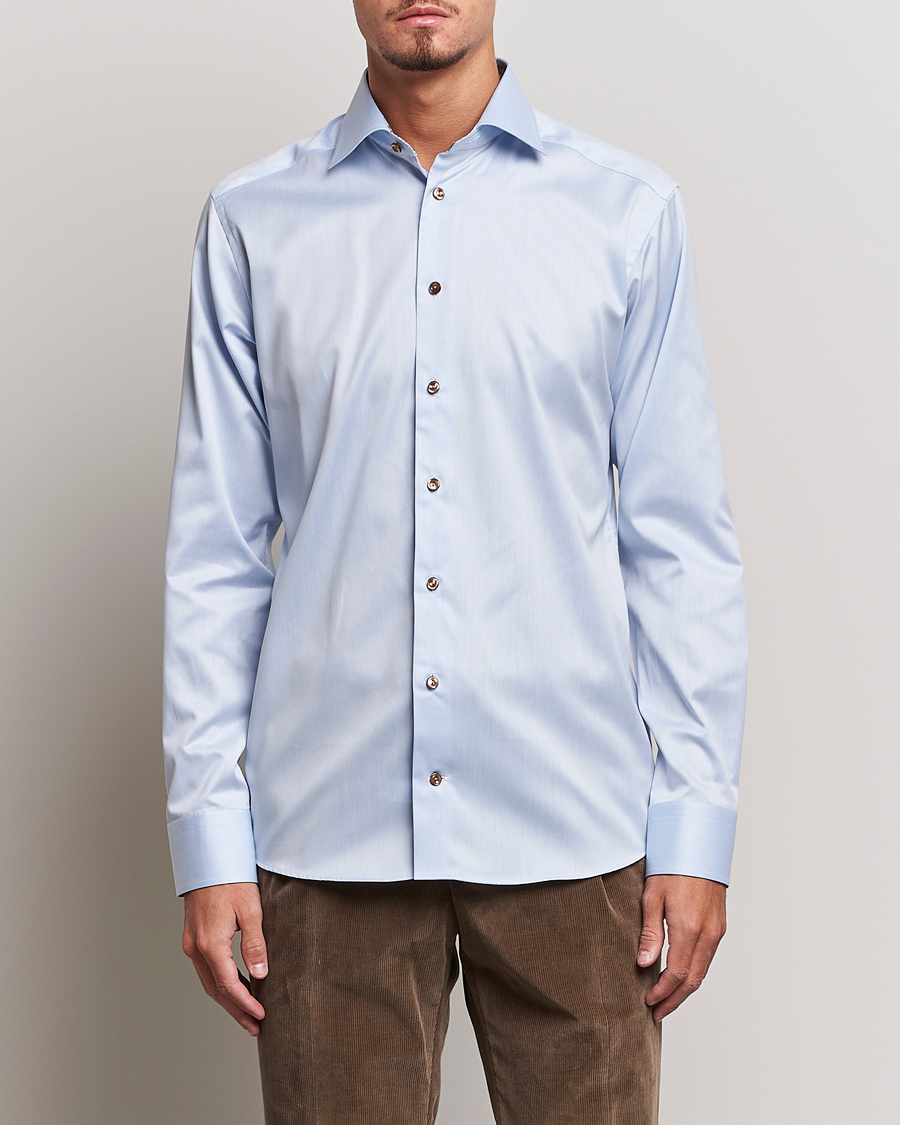 Hombres | Camisas | Eton | Slim Fit Signature Twill Contrast Shirt Blue