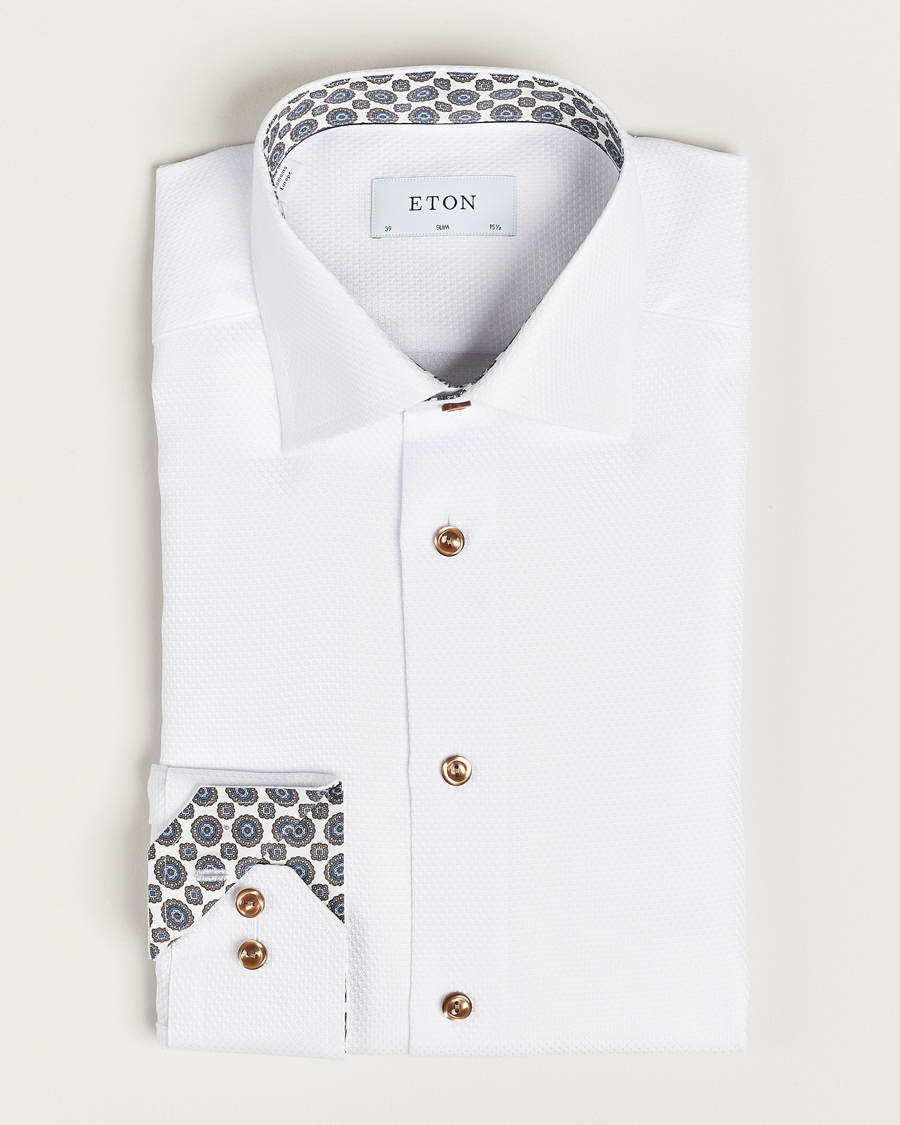 Hombres | Camisas | Eton | Slim Fit Royal Dobby Contrast Shirt White