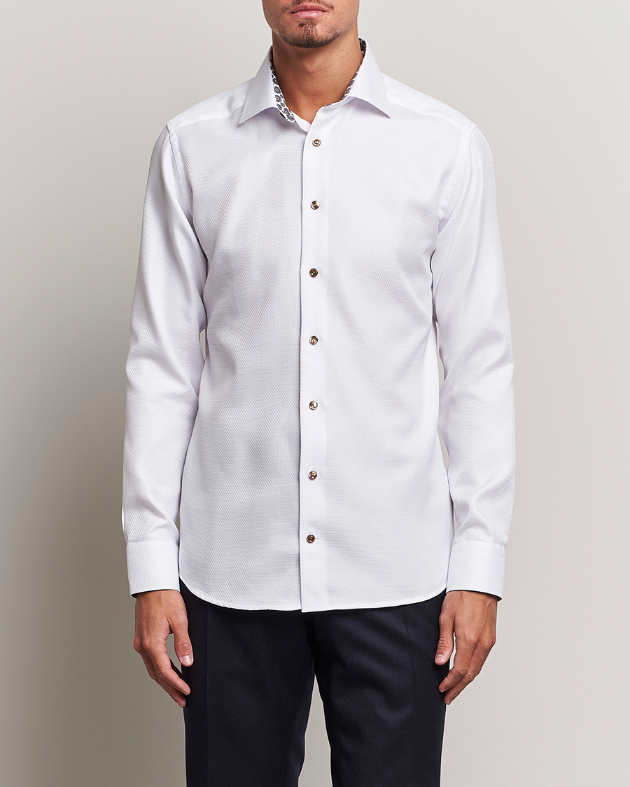 Hombres | Camisas | Eton | Slim Fit Royal Dobby Contrast Shirt White