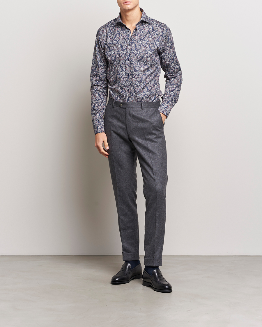 Hombres | Camisas | Eton | Slim Fit Signature Twill Printed Shirt Navy Blue
