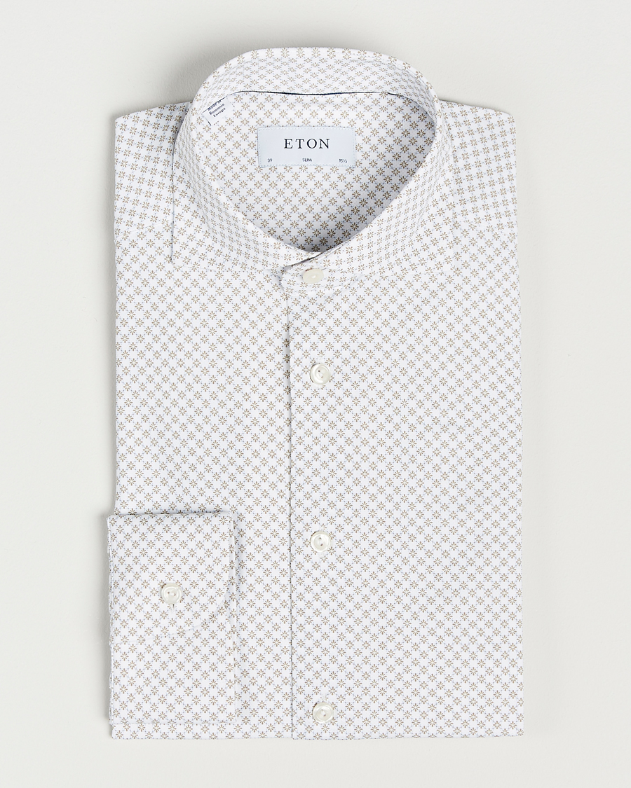 Hombres | Camisas | Eton | Slim Fit Four Way Stretch Printed Shirt Beige