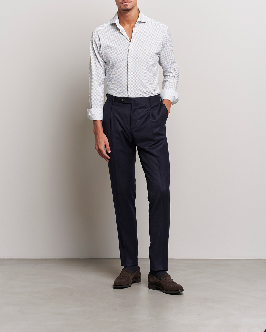 Hombres | Camisas | Eton | Slim Fit Four Way Stretch Printed Shirt Beige